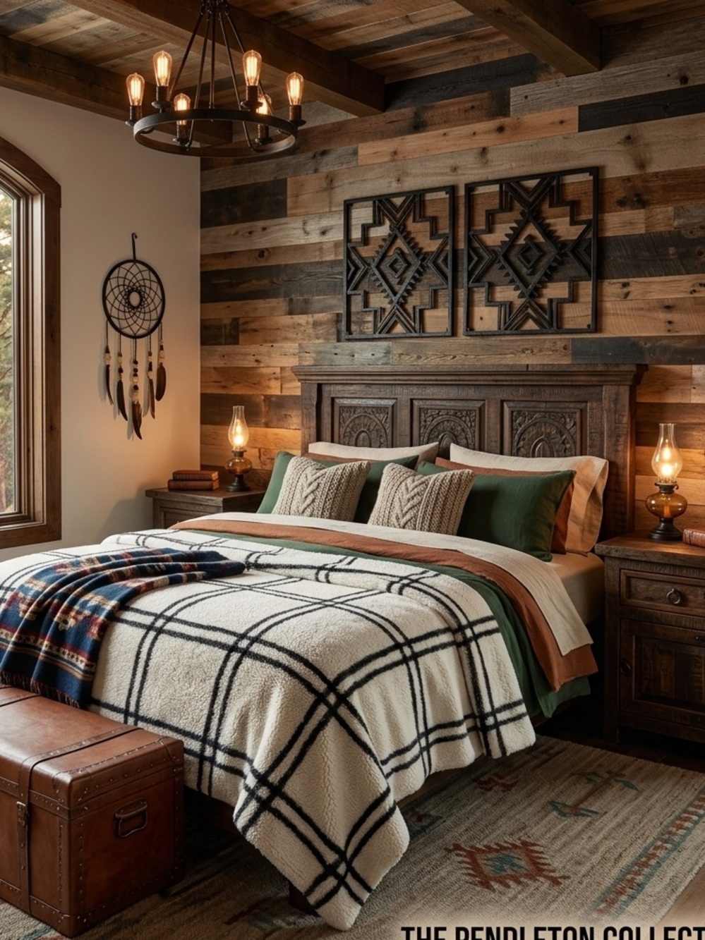 Oversize King Cream & Black Plaid Sherpa Blanket